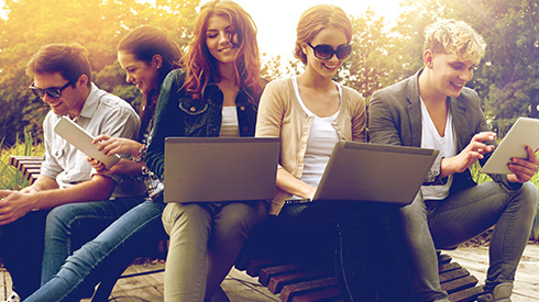 Young Adults On Devices