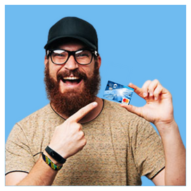 Happy Credit Card Man Beard Border